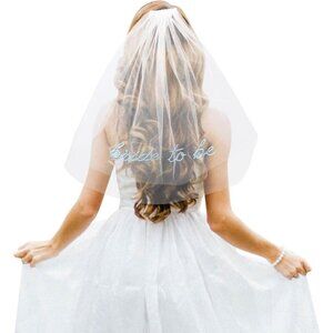 🆕Women White Bride To Be Embroidered Veil Bachelorette Party Veils Accessories